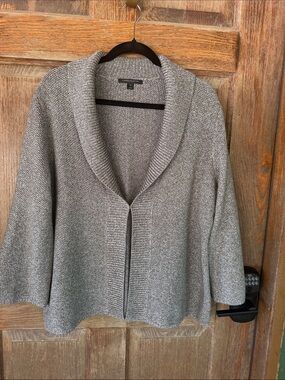 Classiques Entier Heather Gray Open-Front Shawl Collar Cardigan